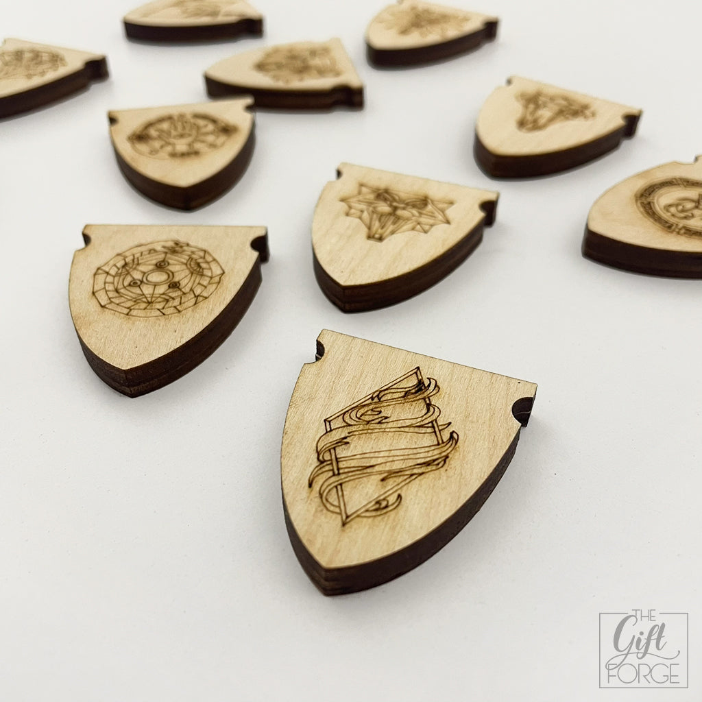 The Witcher: Old World shield set for fortress dice tower-tray