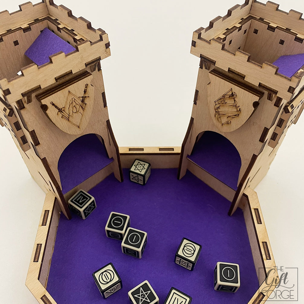 The Witcher: Old World shield set for fortress dice tower-tray