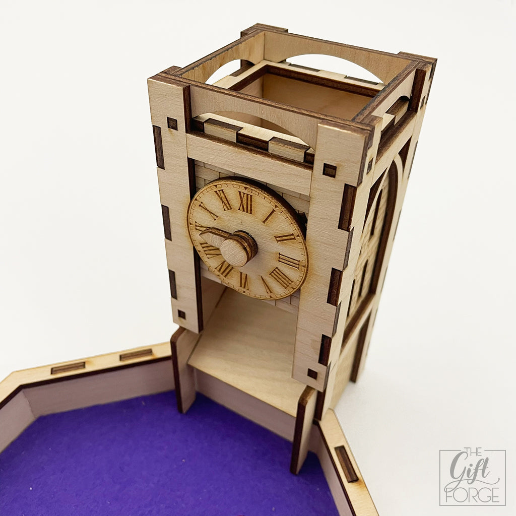Clock tower dice tower-tray