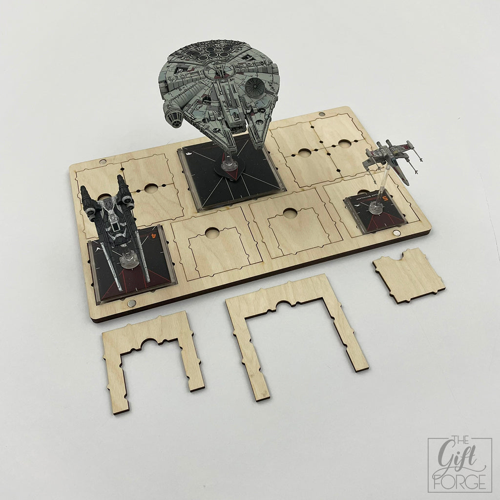 Manoeuvre and range ruler holder compatible with X-wing (+ tournament tray)