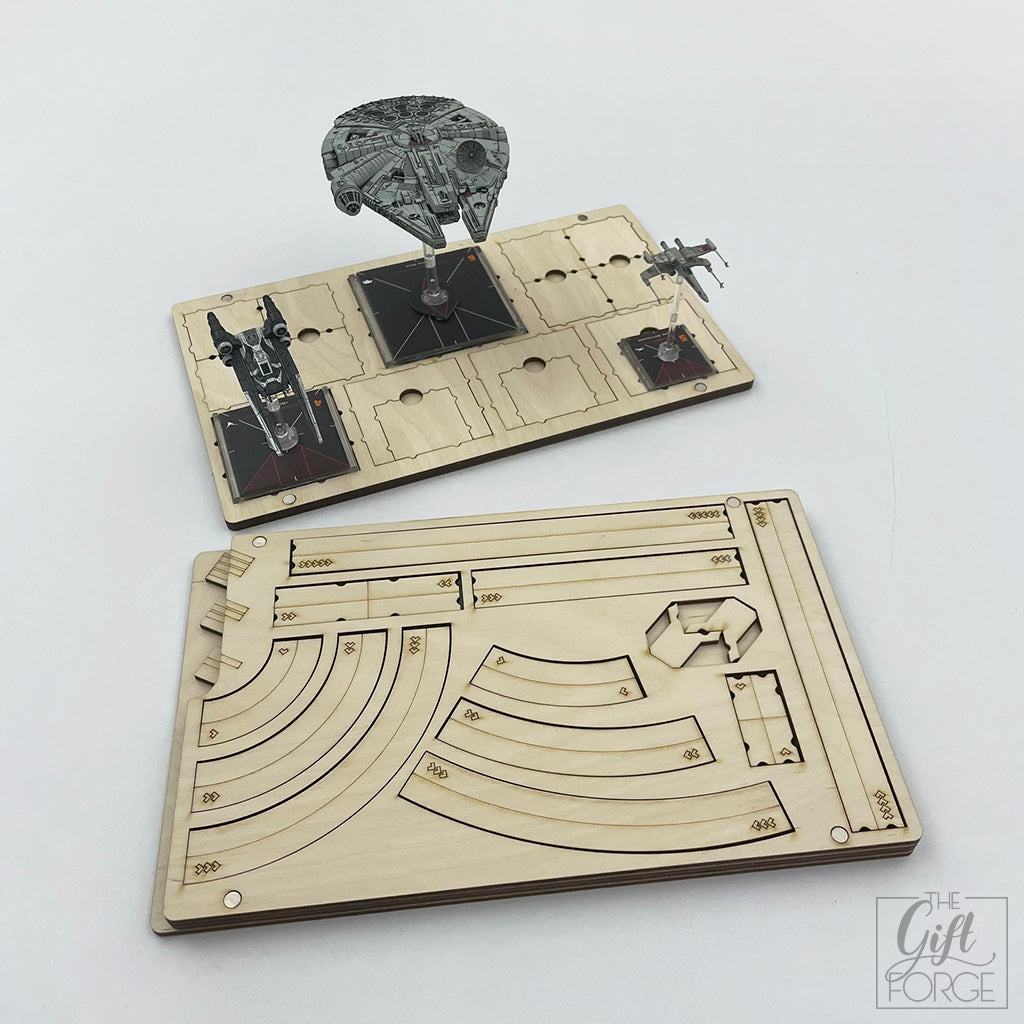 Manoeuvre and range ruler holder compatible with X-wing (+ tournament tray)