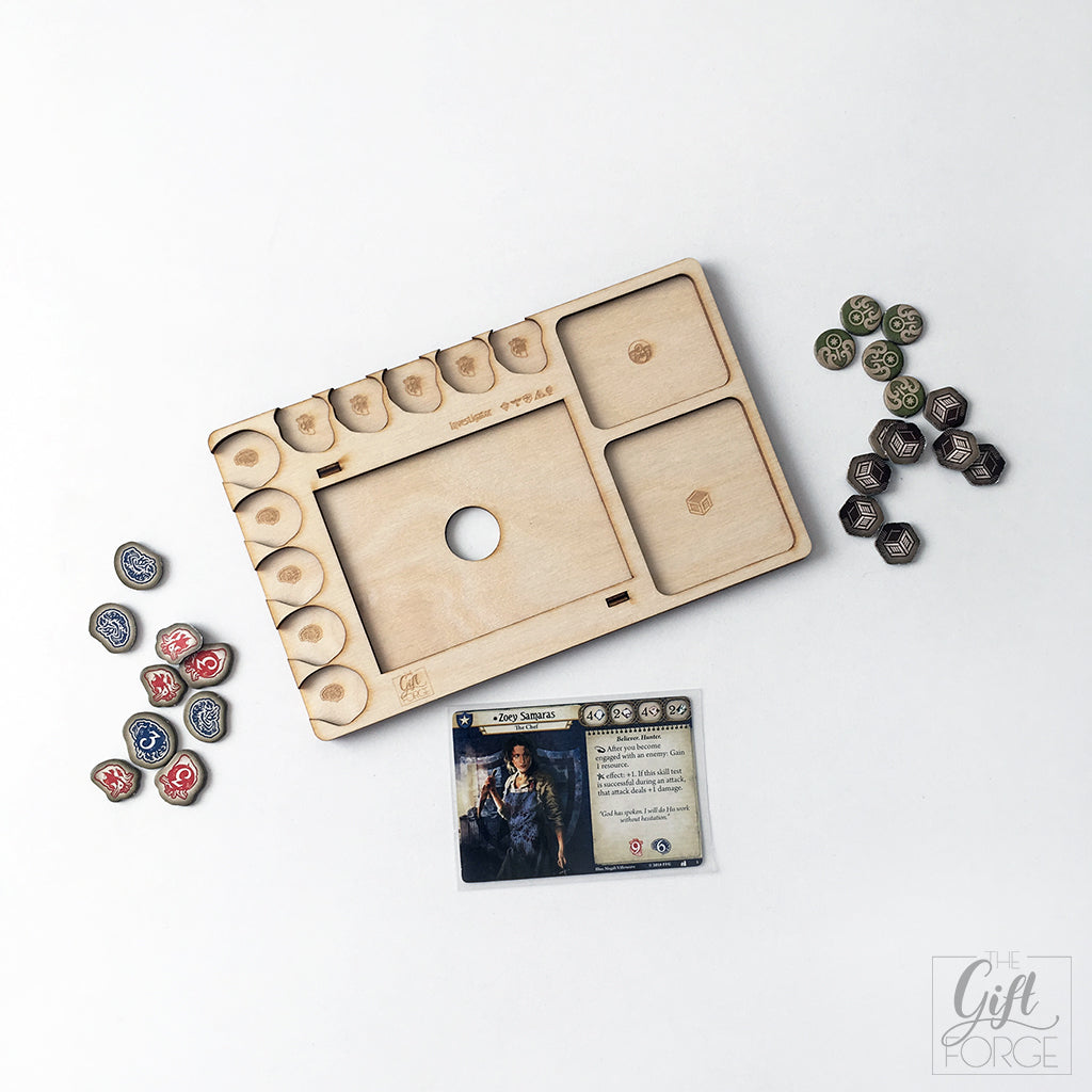 Player board compatible with Arkham Horror: The Card Game