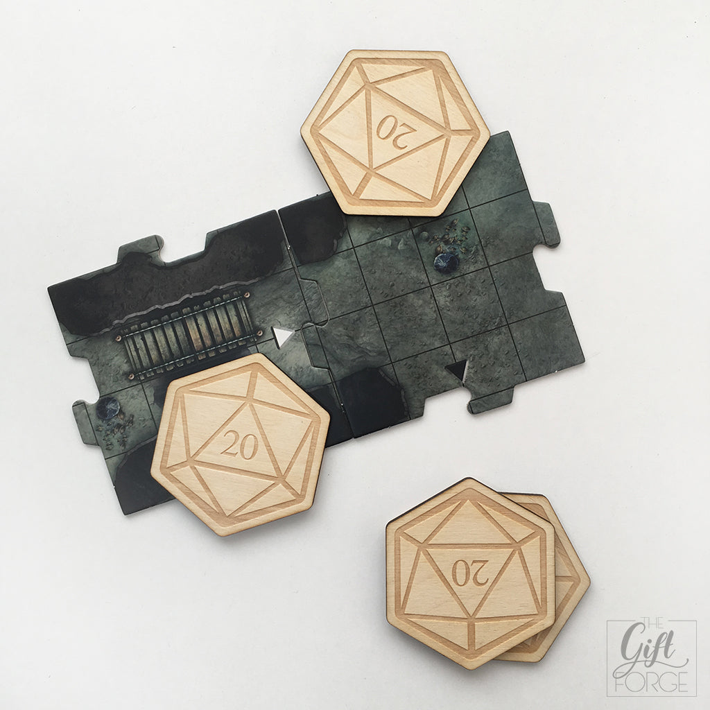 D20 dice coasters