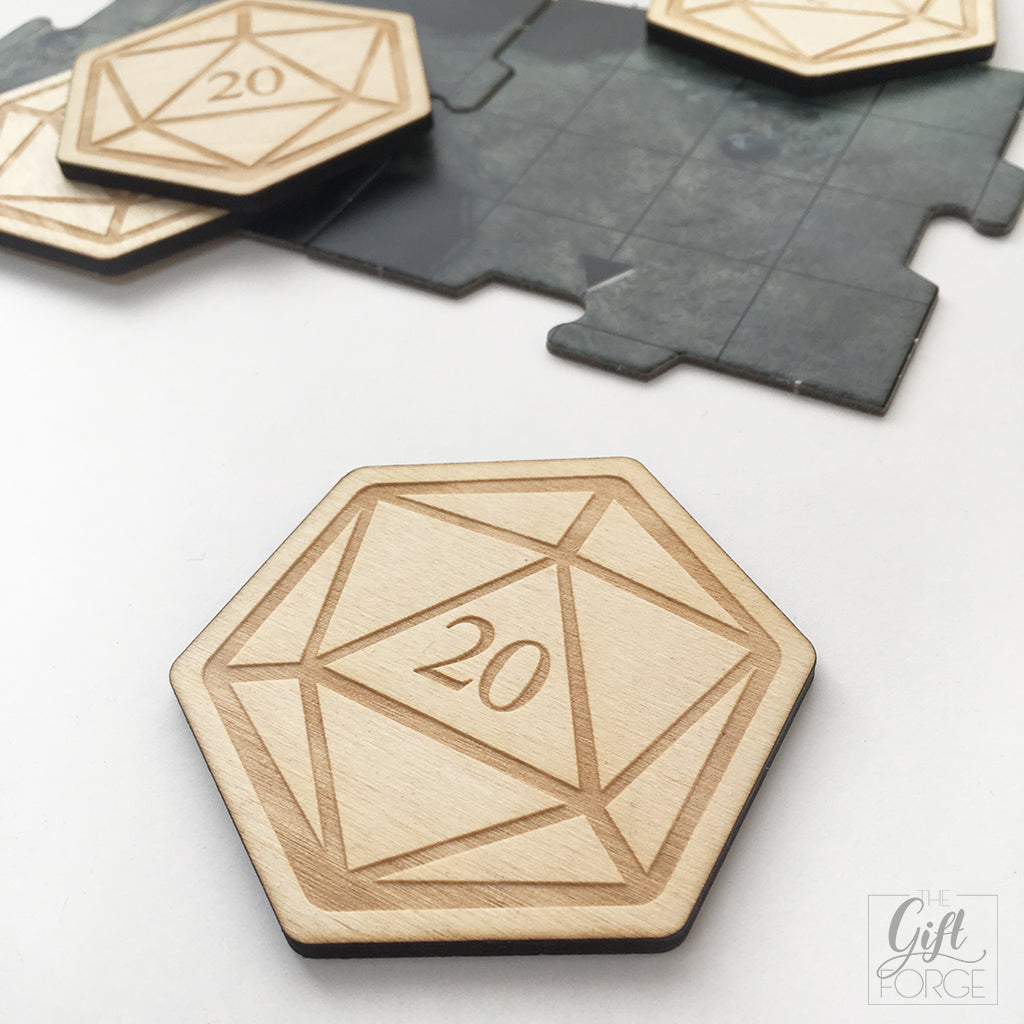 D20 dice coasters