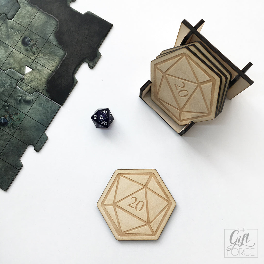 D20 dice coasters
