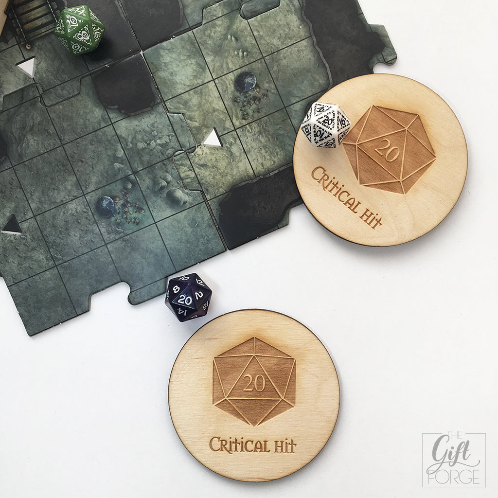 "Critical hit" coasters