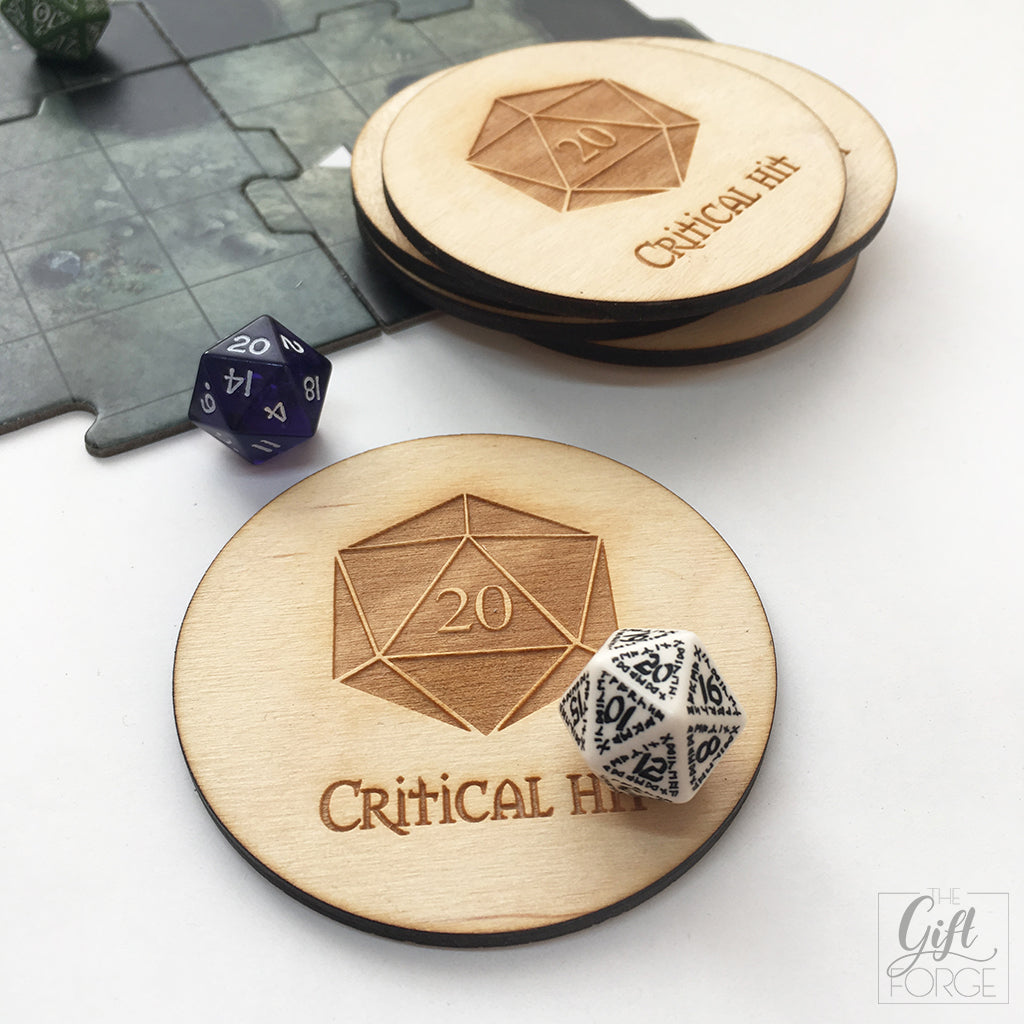 "Critical hit" coasters