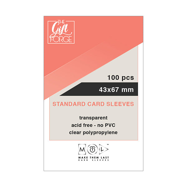 43x67 mm, 100 pcs standard card sleeves - The GiftForge 43x67 mm, 100 pcs standard card sleeves - The GiftForge