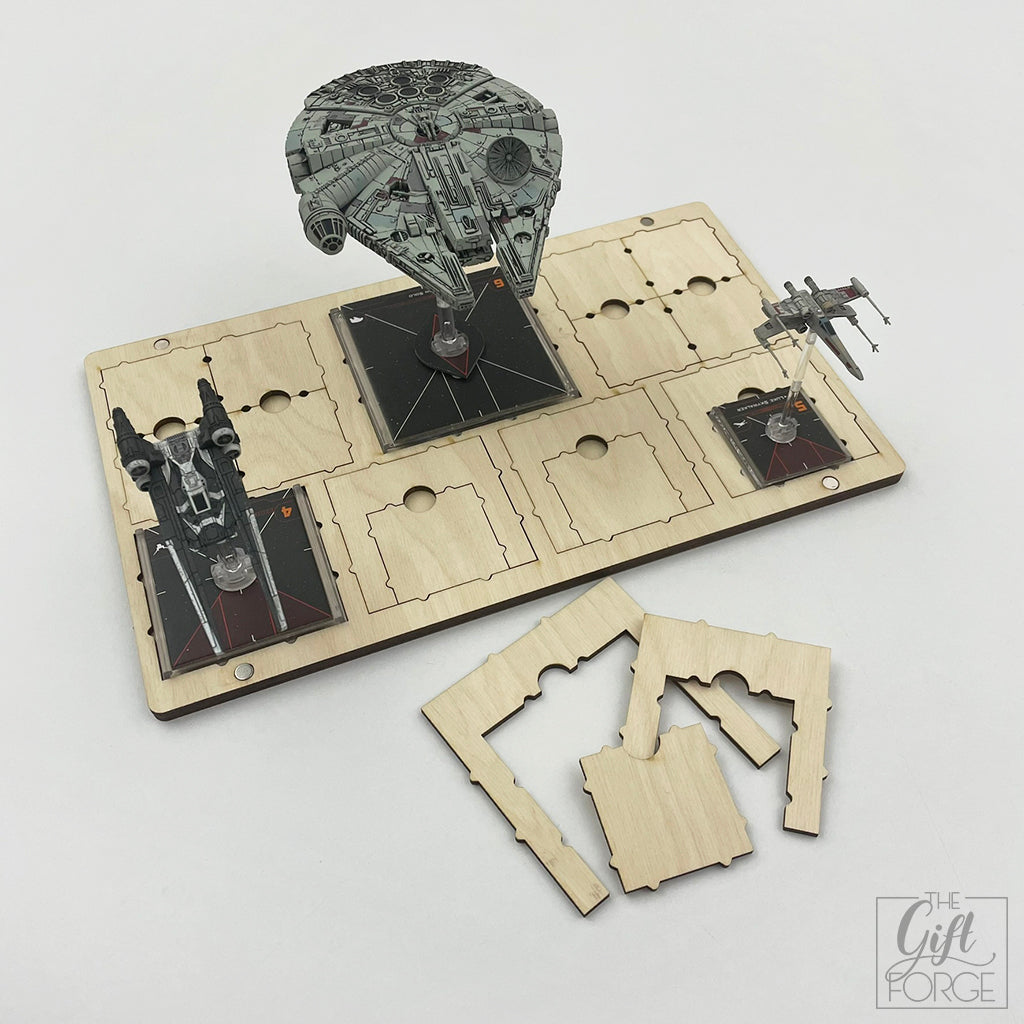 Manoeuvre and range ruler holder compatible with X-wing (+ tournament tray)
