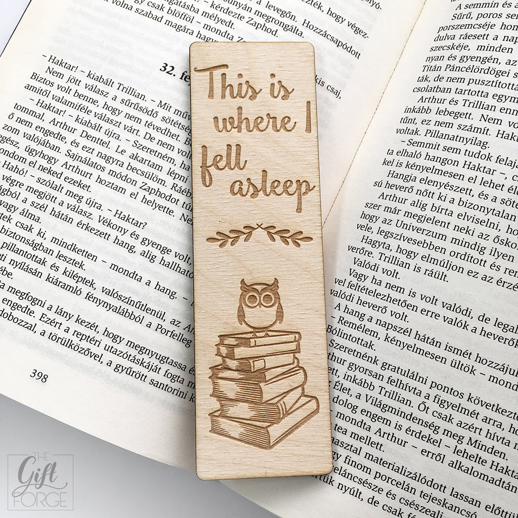 "This is where I fell asleep" bookmark