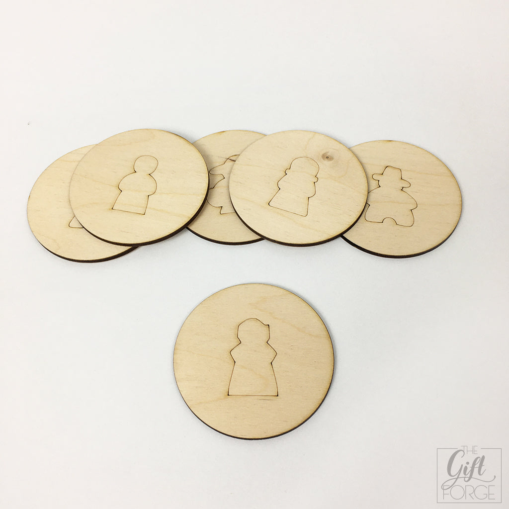 Meeple coasters (different meeple shapes)